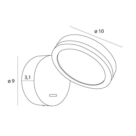 KINKIET IBIZA 10cm, CZARNY