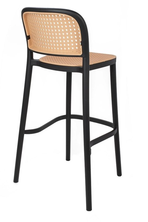 Krzesło barowe hoker WICKY ażurowe czarne boho