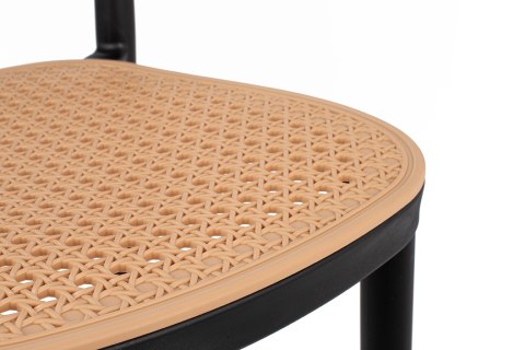 Krzesło barowe hoker WICKY ażurowe czarne boho