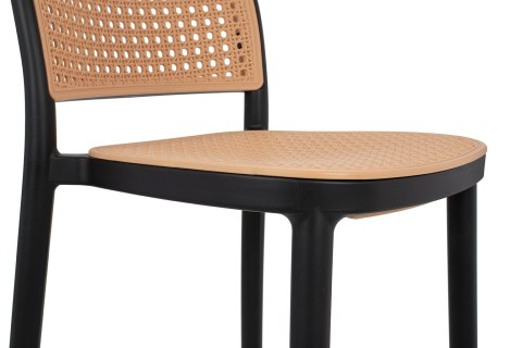 Krzesło barowe hoker WICKY ażurowe czarne boho