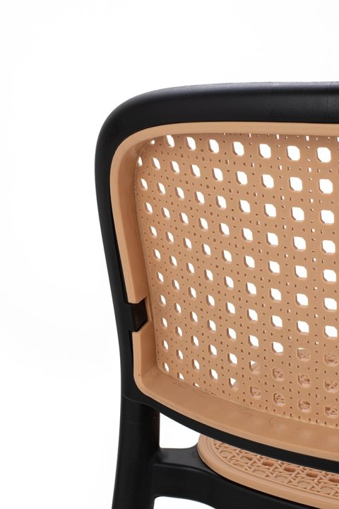 Krzesło barowe hoker WICKY ażurowe czarne boho