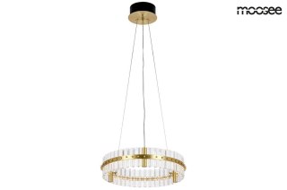 Lampa wisząca SATURNUS 47 złota - LED, kryształ, stal szczotkowana