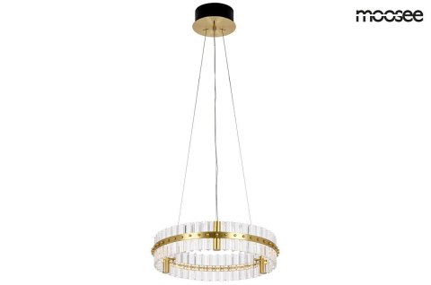 Lampa wisząca SATURNUS 47 złota - LED, kryształ, stal szczotkowana
