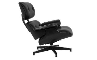 Fotel LOUNGE HM czarny / czarny jesion / skóra naturalna