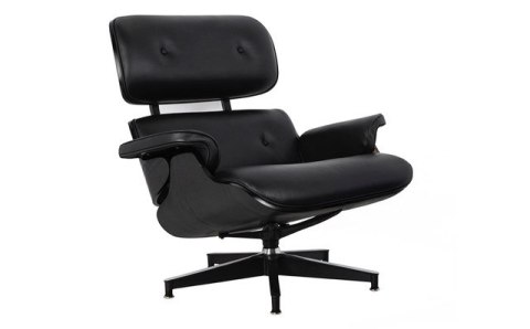 Fotel LOUNGE HM czarny / czarny jesion / skóra naturalna