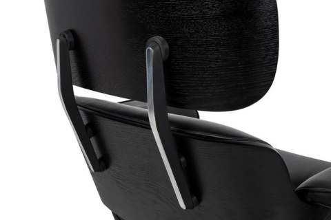 Fotel LOUNGE HM czarny / czarny jesion / skóra naturalna