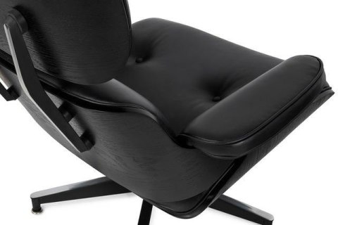 Fotel LOUNGE HM czarny / czarny jesion / skóra naturalna