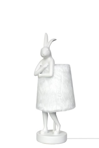 Lampa stołowa RABBIT FUR 50 cm biała / srebrna, zając, futerko