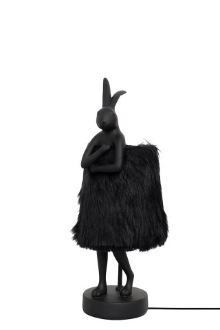 Lampa stołowa RABBIT FUR 50 cm czarna / złota, zając, futerko