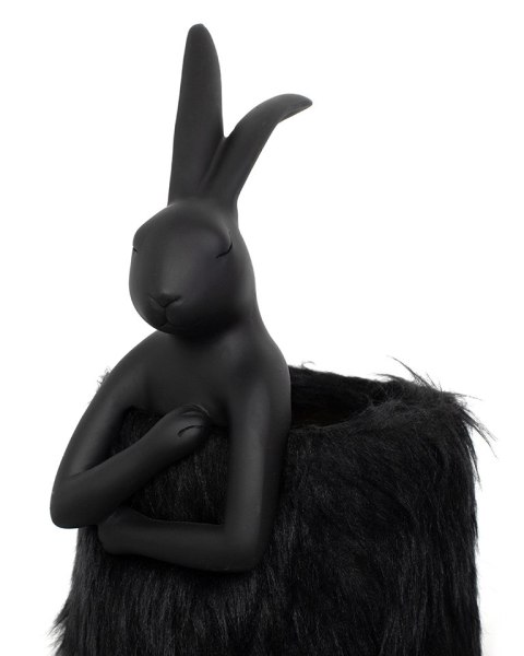 Lampa stołowa RABBIT FUR 50 cm czarna / złota, zając, futerko