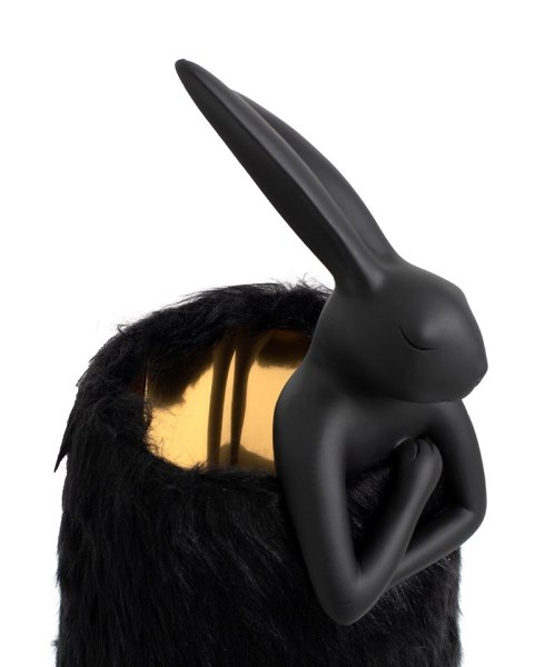 Lampa stołowa RABBIT FUR 50 cm czarna / złota, zając, futerko
