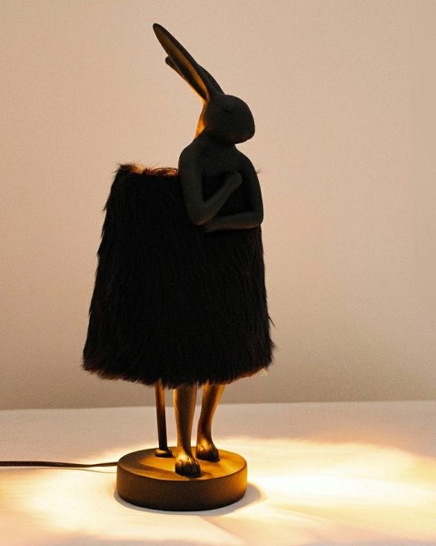 Lampa stołowa RABBIT FUR 50 cm czarna / złota, zając, futerko