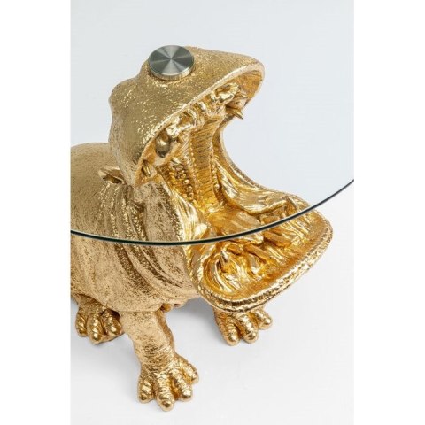 KARE stolik kawowy/pomocniczy HIPPO 48 cm złoty, szklany blat