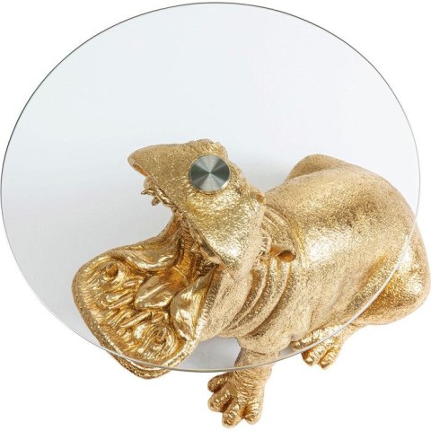 KARE stolik kawowy/pomocniczy HIPPO 48 cm złoty, szklany blat