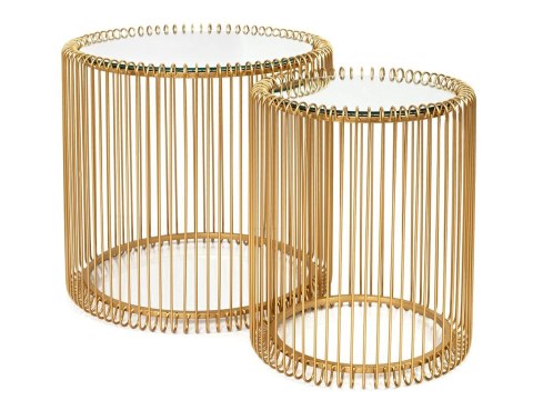 KARE zestaw stolików kawowych/tarasowych WIRE mosiądz