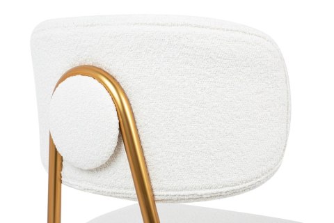 Krzesło barowe hoker FABIOLA BOUCLE białe tapicerowane złota podstawa