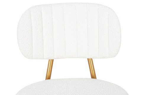 Krzesło barowe hoker FABIOLA BOUCLE białe tapicerowane złota podstawa