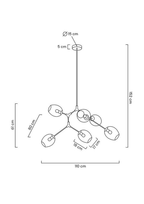 Lampa wisząca SPLIT 6 złota