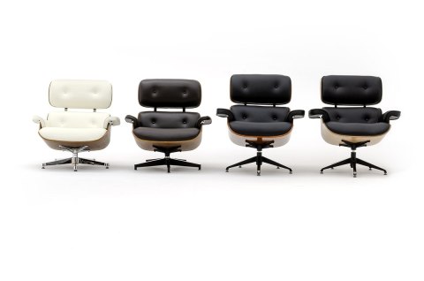 Fotel LOUNGE czarny / drewno jesion / skóra naturalna z podnóżkiem