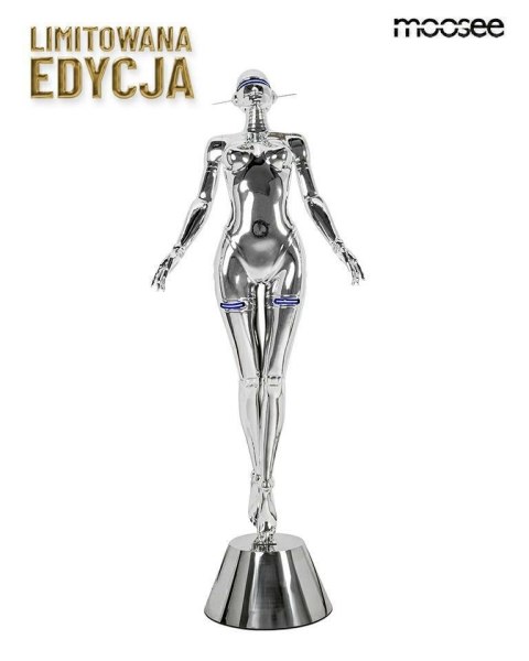 Lampa podłogowa / rzeźba CYBER WOMAN STAND chrom, nowoczesna, human