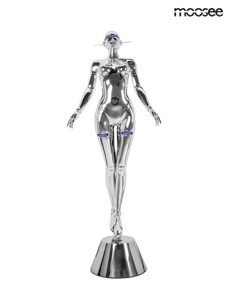 Lampa podłogowa / rzeźba CYBER WOMAN STAND chrom, nowoczesna, human