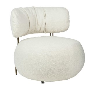 Fotel LOW TEDDY tkanina biała teddy - stal brąz