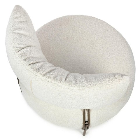 Fotel LOW TEDDY tkanina biała teddy - stal brąz