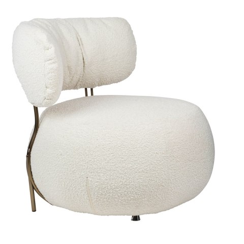 Fotel LOW TEDDY tkanina biała teddy - stal brąz