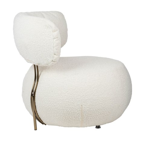 Fotel LOW TEDDY tkanina biała teddy - stal brąz