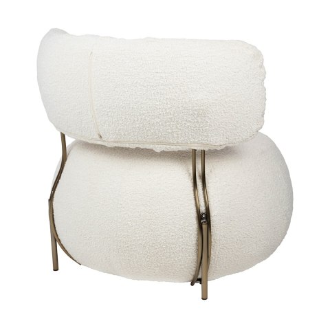 Fotel LOW TEDDY tkanina biała teddy - stal brąz