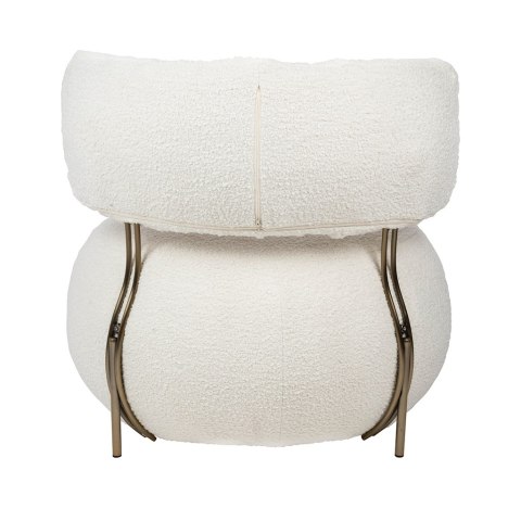 Fotel LOW TEDDY tkanina biała teddy - stal brąz