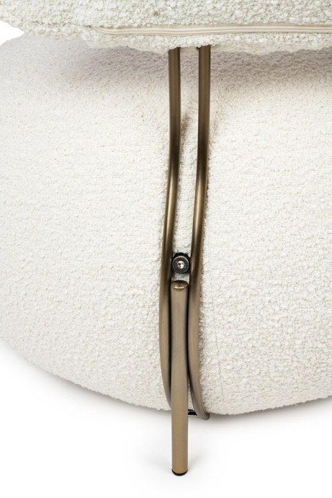 Fotel LOW TEDDY tkanina biała teddy - stal brąz