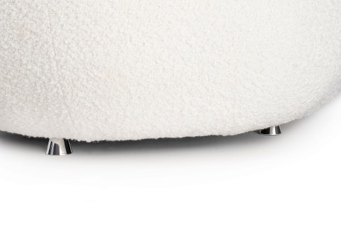 Fotel LOW TEDDY tkanina biała teddy - stal brąz