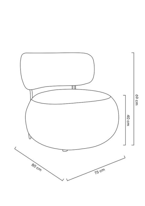 Fotel LOW TEDDY tkanina biała teddy - stal brąz