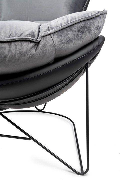 Fotel OTILIA STAND VELVET tapicerowany ciemny szary welur