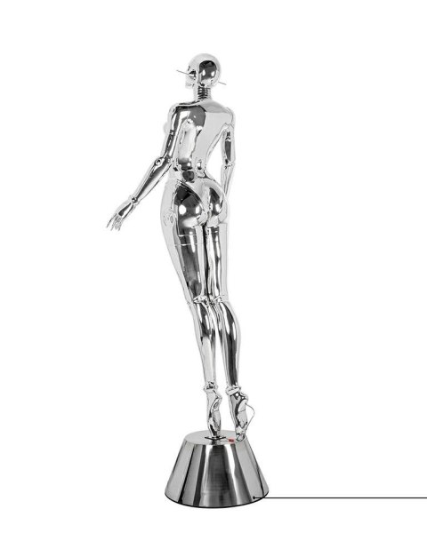 Lampa podłogowa / rzeźba CYBER WOMAN STAND chrom, nowoczesna, human