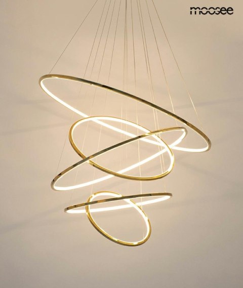 Lampa wisząca 202 cm / 100 cm RING SLIM L złota