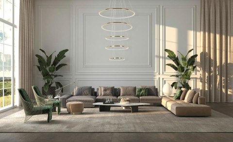 Lampa wisząca 202 cm / 100 cm RING SLIM L złota