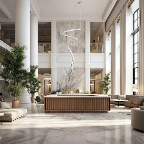 Lampa wisząca 370 cm WAVE CORDON 1A chrom, elegancka, nowoczesna forma