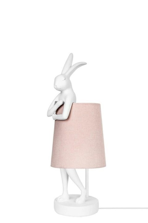 Lampa stołowa RABBIT 50 cm biała / różowa, zając