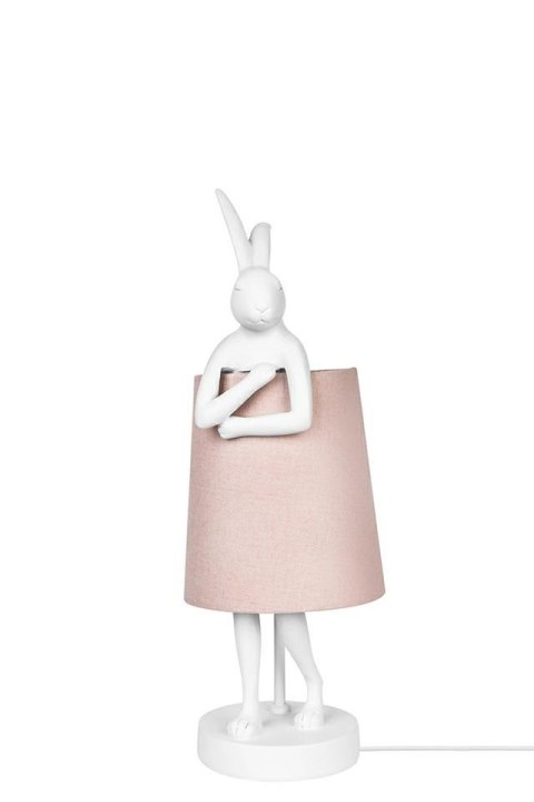 Lampa stołowa RABBIT 50 cm biała / różowa, zając
