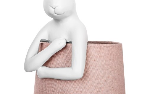 Lampa stołowa RABBIT 50 cm biała / różowa, zając
