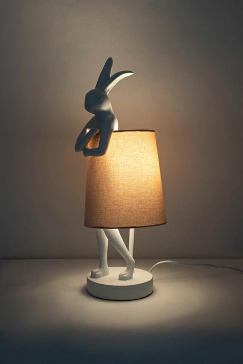 Lampa stołowa RABBIT 50 cm biała / różowa, zając