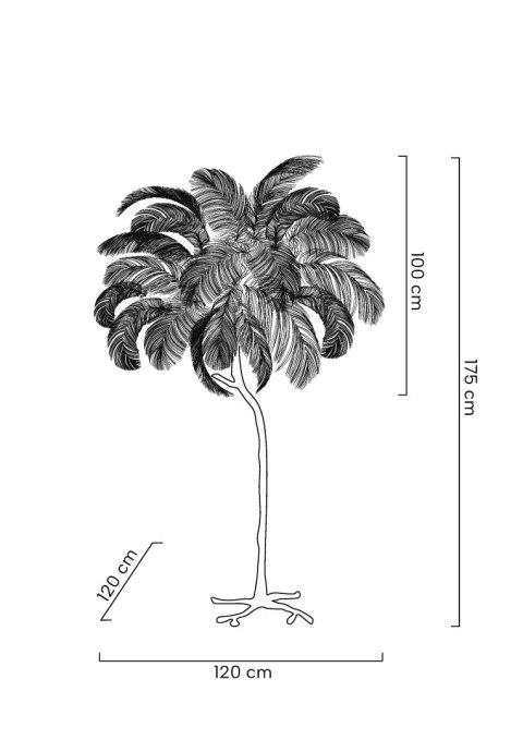 Lampa podłogowa TIFFANY 175 cm biała mosiądz / naturalne pióra