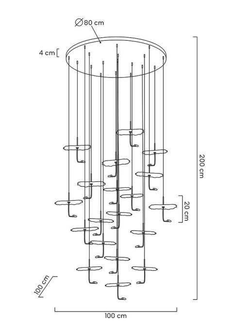 Lampa wisząca LEAFS DISC 200cm złota