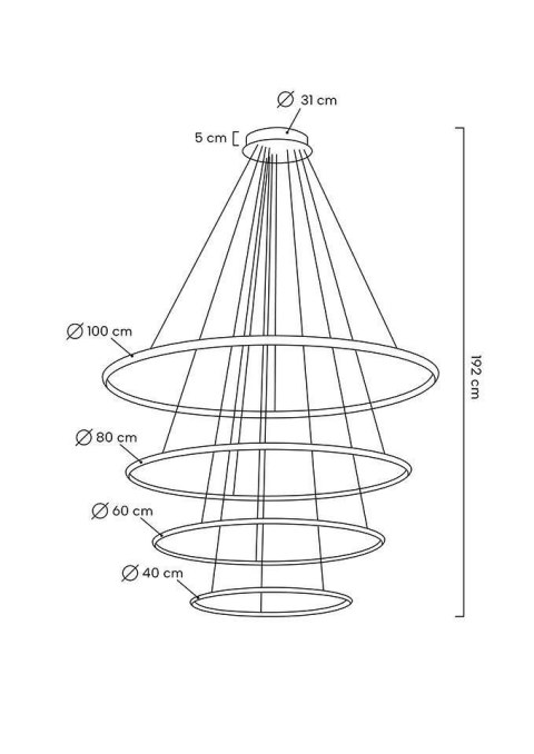 Lampa wisząca 192 cm / 100 cm RING SLIM M złota