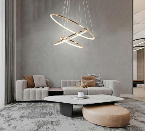 Lampa wisząca 192 cm / 80 cm RING SLIM S złota
