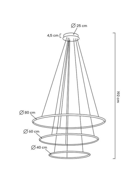 Lampa wisząca 192 cm / 80 cm RING SLIM S złota