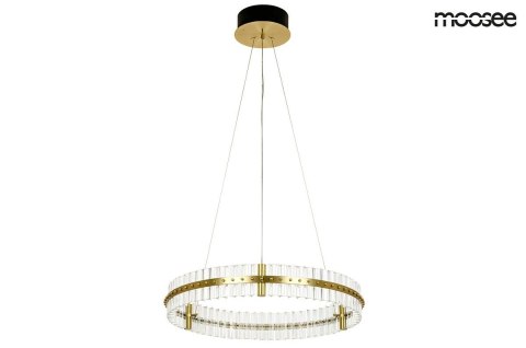Lampa wisząca SATURNUS 70 złota - LED, kryształ, stal szczotkowana
