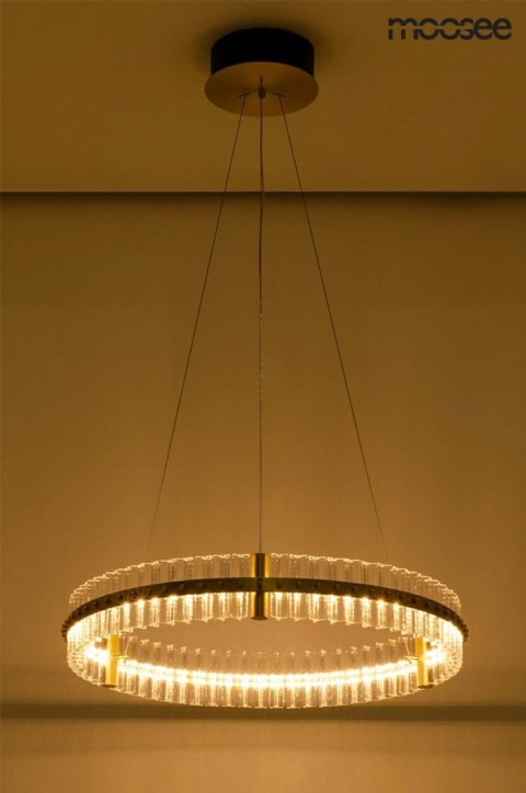 Lampa wisząca SATURNUS 70 złota - LED, kryształ, stal szczotkowana